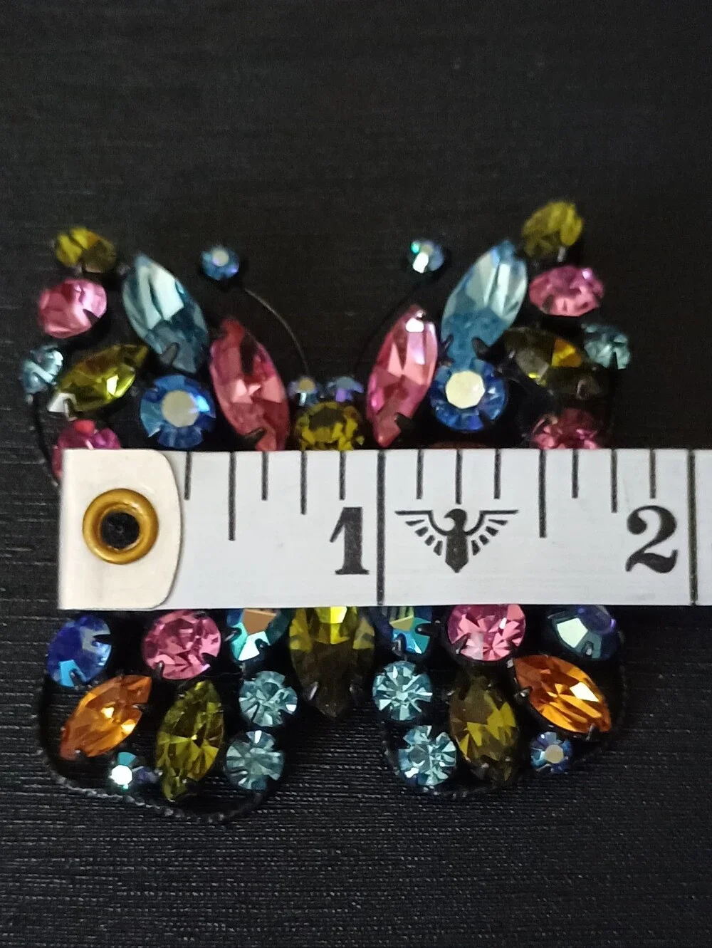 Vintage Regency Multicolor Crystal Butterfly Brooch - Women Jewelry